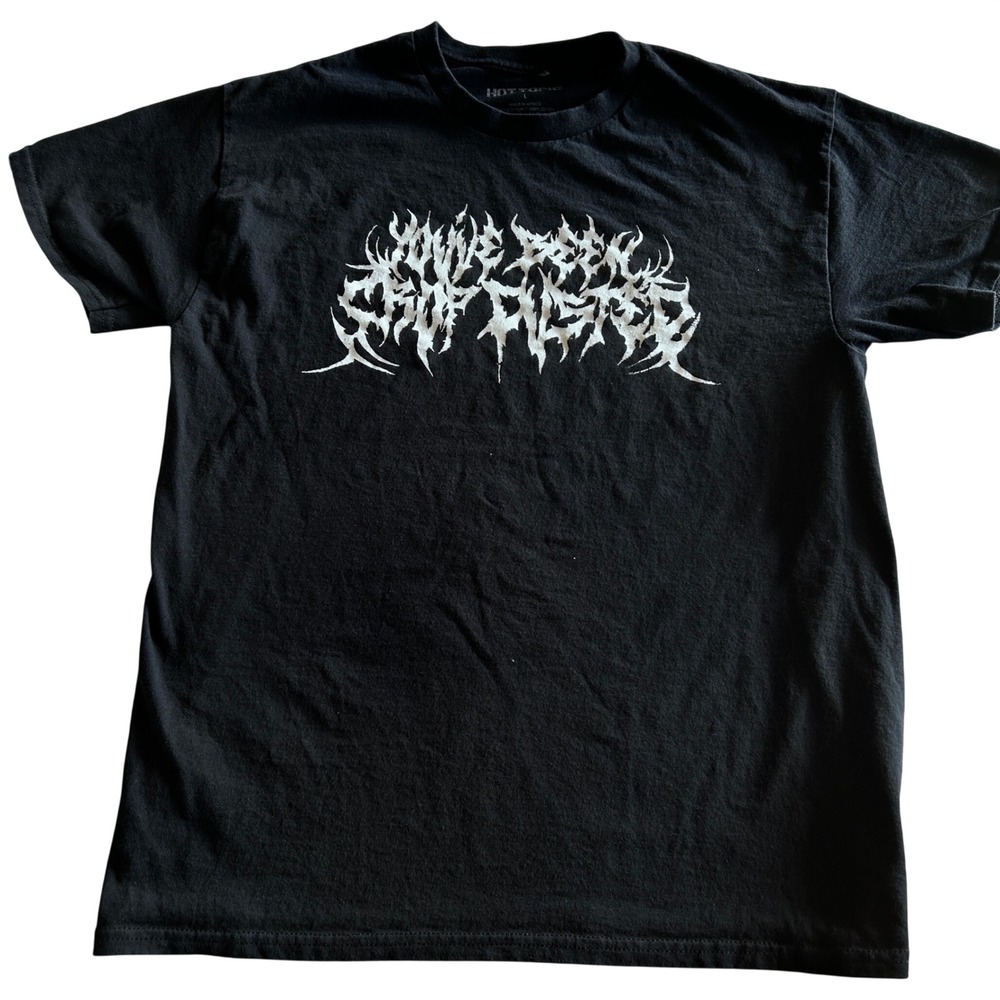 Hot Topic Mens Large Youve Been‎ Crop Dusted Black Graphic T-Shirt Metal Font L